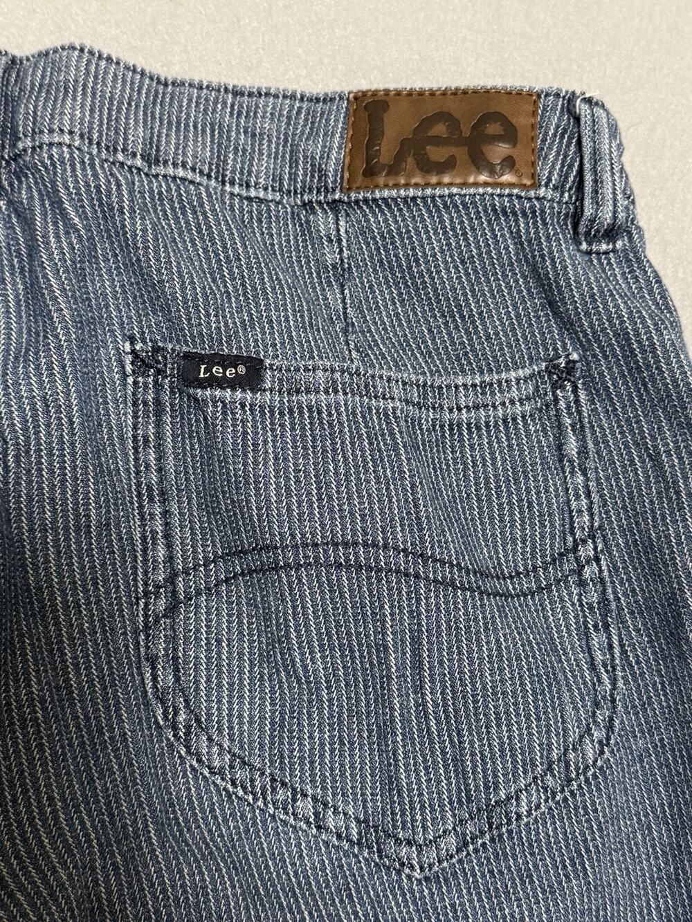LEE Jeans Mid Rise Tapered Leg Womens 12 Medium Blue Pinstripe Light Denim